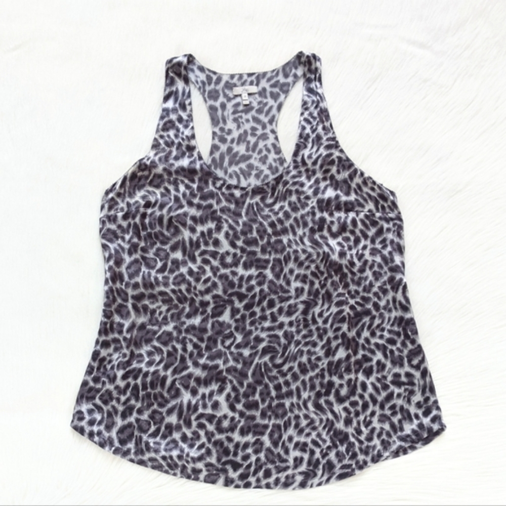 Joie Leopard Print Gray Silk Racerback Tank Top - Picture 5 of 11